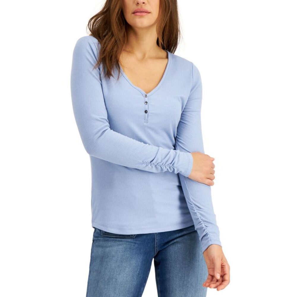 INC International Concepts Ribbed Henley Top